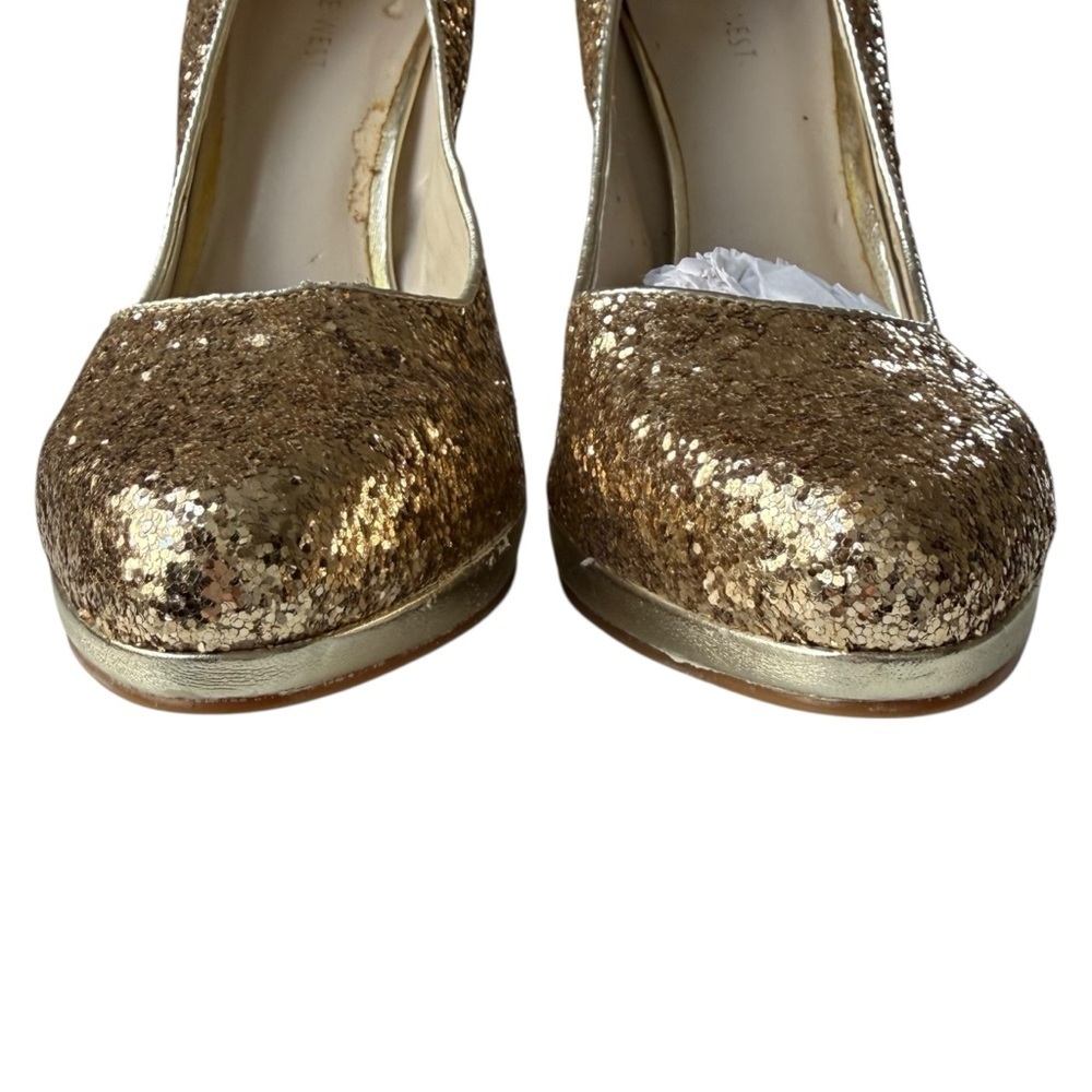 Nine West Rocha Gold Glitter Cushioned Pumps Women’s Size 9 Stiletto Heels Glam - Picture 7 of 16